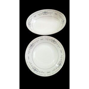 Wade Fine Porcelain China Diane serving bowls set of 2 White Blue Floral vintage